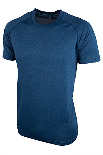 Mountain Warehouse Agra Camiseta mélange para Hombre - Ligera, cómoda, con Cuello Redondo, de Secado rápido y protección UV - para Viajar y Caminar Azul L