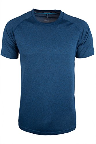 Mountain Warehouse Agra Camiseta mélange para Hombre - Ligera, cómoda, con Cuello Redondo, de Secado rápido y protección UV - para Viajar y Caminar Azul L