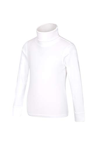 Mountain Warehouse Camiseta de algodón con Cuello Vuelto Meribel para niños Blanco 5-6 Años