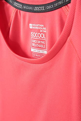 Mountain Warehouse Camiseta Endurance para Mujer - Top de Verano IsoCool para Mujer, Camiseta con protección Solar UV UPF30+ - para Correr, Viajar e IR al Gimnasio Coral 32