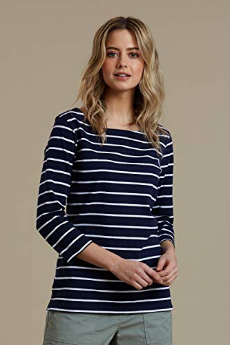 Mountain Warehouse Camiseta St Ives de Cuello Redondo para Mujer - 100% de algodón, Ligera, Transpirable, de Estilo Informal y Cuidado fácil - para Viajes y Paseos Azul Marino 38