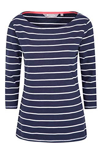 Mountain Warehouse Camiseta St Ives de Cuello Redondo para Mujer - 100% de algodón, Ligera, Transpirable, de Estilo Informal y Cuidado fácil - para Viajes y Paseos Azul Marino 38