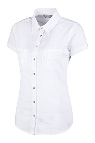 Mountain Warehouse Coconut Camisa de Las Mujeres Cortas de la Manga - 100% Tapa del Verano de Las señoras del algodón, Peso Ligero, Blusa de Breathable Blanco 46