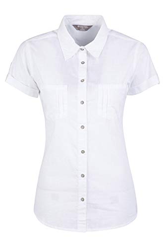 Mountain Warehouse Coconut Camisa de Las Mujeres Cortas de la Manga - 100% Tapa del Verano de Las señoras del algodón, Peso Ligero, Blusa de Breathable Blanco 46