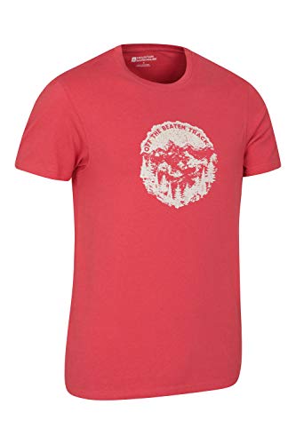 Mountain Warehouse Tri Linear T-Shirt para Hombre - Camiseta Ligera, Top cómodo, Parte de Arriba de Cuidado fácil - Ideal para Viajes, Deportes, Exteriores, Acampar Rojo L