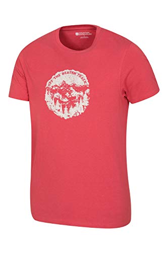 Mountain Warehouse Tri Linear T-Shirt para Hombre - Camiseta Ligera, Top cómodo, Parte de Arriba de Cuidado fácil - Ideal para Viajes, Deportes, Exteriores, Acampar Rojo L