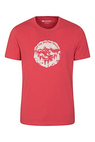 Mountain Warehouse Tri Linear T-Shirt para Hombre - Camiseta Ligera, Top cómodo, Parte de Arriba de Cuidado fácil - Ideal para Viajes, Deportes, Exteriores, Acampar Rojo L