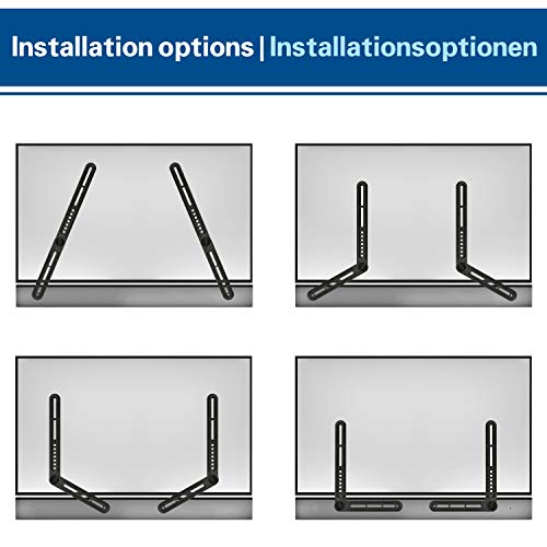 Mounting Dream - Soporte de Barra de Sonido Universal para Barras de Sonido de hasta 10 kg, instalación Superior o bajo la TV, con pasadores Largos y Cortos Desmontables