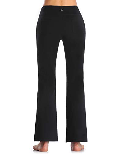 MOVE BEYOND Pantalones de Yoga para Mujer de con 4 Bolsillos Pantalón de Pilates de Cintura Alta Yoga Gimnasio Running Training, Negro, XXL
