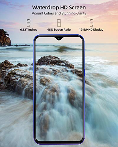 Moviles Libres 4G, DOOGEE X95 Android 10 Smartphone Libre, Pantalla 6,52 Pulgadas, 4350mAh Batería, Smartphone Dual SIM, Triple Cámara 13MP+5MP, 16GB ROM, 128GB SD, Face ID - Azul