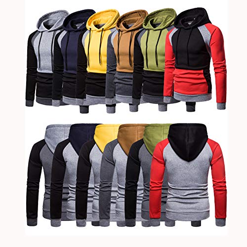 Mr.BaoLong&Miss.GO Suéter De Talla Grande para Hombre, Talla Europea, Suéter A Juego De Color De Talla Grande para Hombre Joven, Chaqueta Gruesa De Manga Larga para Hombre con Capucha