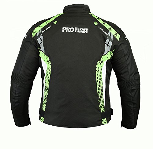 Mr.Pro jkt-002 | Impermeable Moto Motocicleta Chaqueta en Cordura Tela y Aprobado por la CE Armour – sublimación reflexión diseño (Negro & Verde)