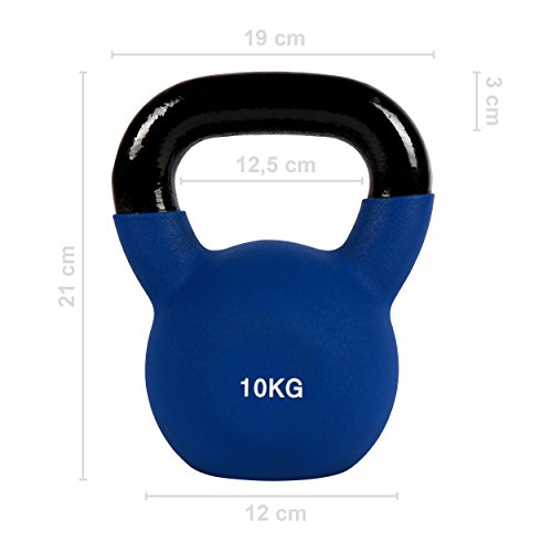 Msports - Pesa rusa con neopreno profesional de 2 a 30 kg, incluye póster de ejercicios (idioma español no garantizado), 10 kg – azul oscuro.