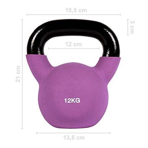 Msports - Pesa rusa con neopreno profesional de 2 a 30 kg, incluye póster de ejercicios (idioma español no garantizado), 12 kg – Lila