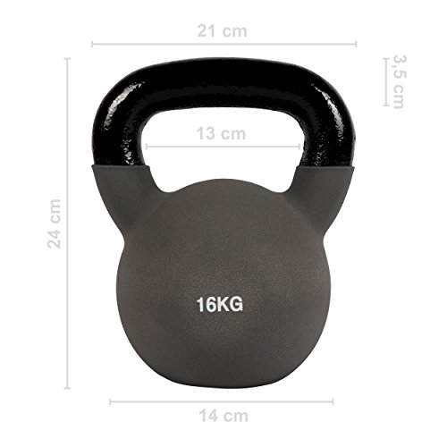 Msports - Pesa rusa con neopreno profesional de 2 a 30 kg, incluye póster de ejercicios (idioma español no garantizado), 16 kg – antracita