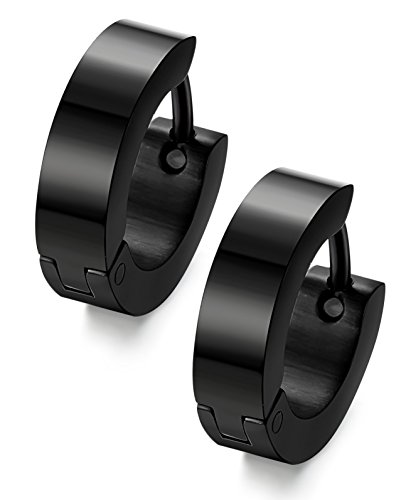 MSQ Par de Pendientes Acero Titanio Color Negro para Hombre