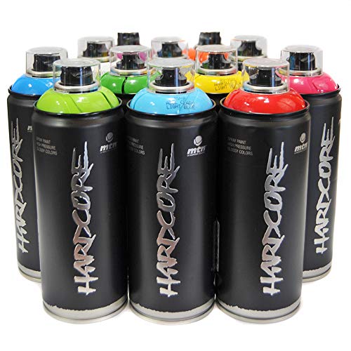 MTN Hardcore 2 - Juego de 12 pinturas en aerosol para grafiti mural, 400 ml