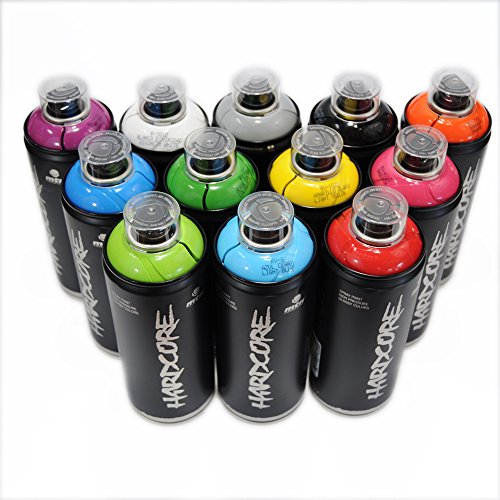 MTN Hardcore 2 - Juego de 12 pinturas en aerosol para grafiti mural, 400 ml