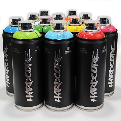 MTN Hardcore 2 - Juego de 12 pinturas en aerosol para grafiti mural, 400 ml