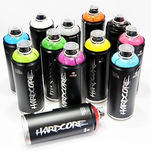 MTN Hardcore 2 - Juego de 12 pinturas en aerosol para grafiti mural, 400 ml