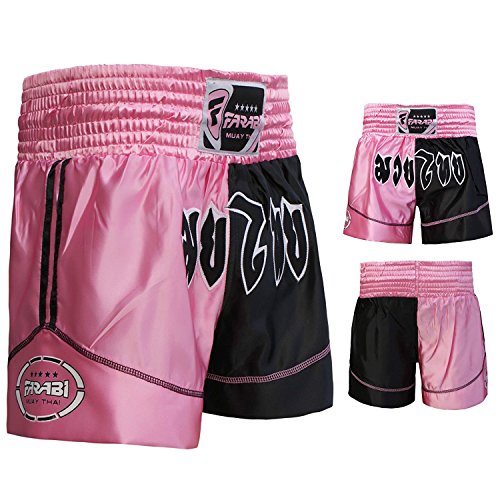 Muay Thai Boxing Kick Boxing Martial Arts Shorts Pink Black Shorts (Medium)