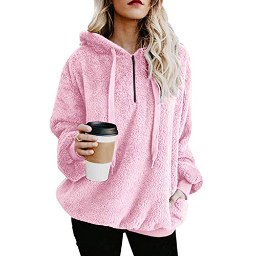 Mujer Caliente y Esponjoso Tops Chaqueta Suéter Abrigo Jersey Mujer Otoño-Invierno Talla Grande Hoodie Sudadera con Capucha riou