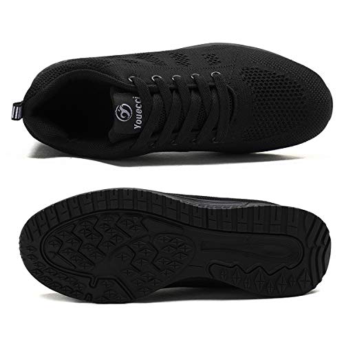 Mujer Entrenador Zapatos Gimnasio Deportes atléticos Zapatillas de Deporte Malla Informal Zapatos para Caminar Encaje Plano Negro EU 40