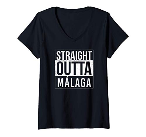 Mujer Straight outta Málaga Directamente desde Málaga Camiseta Cuello V