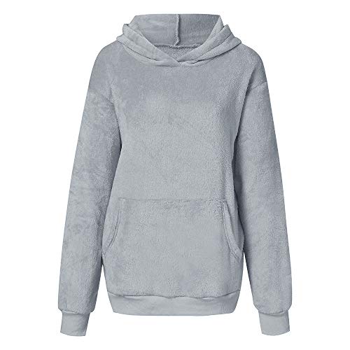 Mujer Sudadera con Capucha Suelta Tallas Grandes Jersey Pelo Jersey Otoño Invierno Manga Larga Remata Abrigo Cálido Suéter de Felpa Traje de Navidad Tops Cremallera(J,2XL)