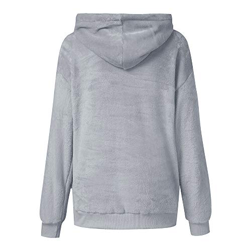 Mujer Sudadera con Capucha Suelta Tallas Grandes Jersey Pelo Jersey Otoño Invierno Manga Larga Remata Abrigo Cálido Suéter de Felpa Traje de Navidad Tops Cremallera(J,2XL)