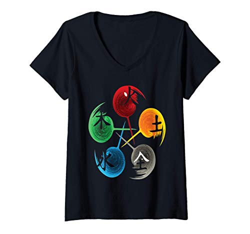 Mujer The Five Elements Of Qigong, Tai Chi Design Camiseta Cuello V