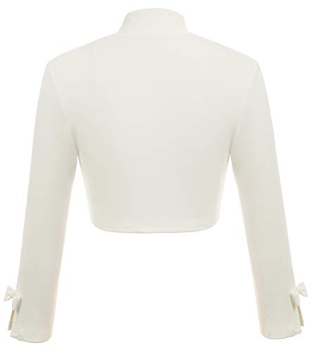 Mujer Torera Bolero con Manga Larga Chaqueta Corta Casual Slim Fit para Fiesta Beige L