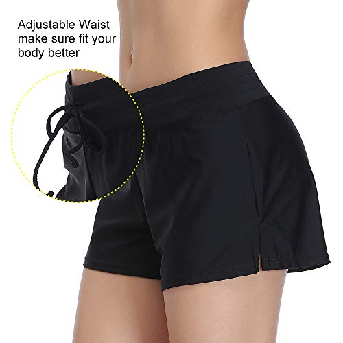 Mujeres Shorts de Deporte Sólido Pantalones Cortos de Deportivos para el Gimnasio Playa Al Aire Libre Verano Negro M