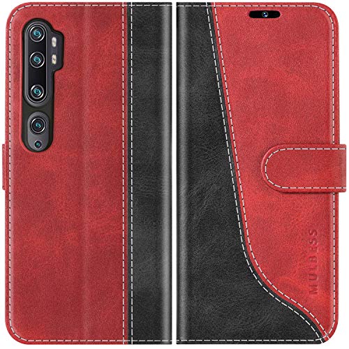 Mulbess Funda para Xiaomi Mi Note 10, Funda Móvil Xiaomi Mi Note 10 Pro, Funda Libro Xiaomi Mi Note 10 con Tapa Magnética Carcasa para Xiaomi Mi Note 10 / Note 10 Pro Case, Vino Rojo