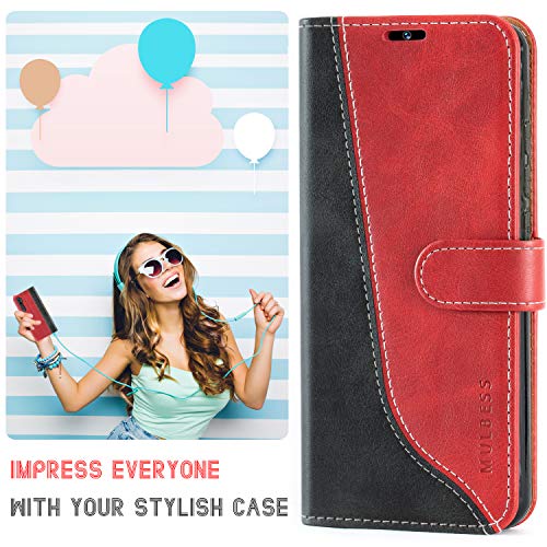 Mulbess Funda para Xiaomi Mi Note 10, Funda Móvil Xiaomi Mi Note 10 Pro, Funda Libro Xiaomi Mi Note 10 con Tapa Magnética Carcasa para Xiaomi Mi Note 10 / Note 10 Pro Case, Vino Rojo