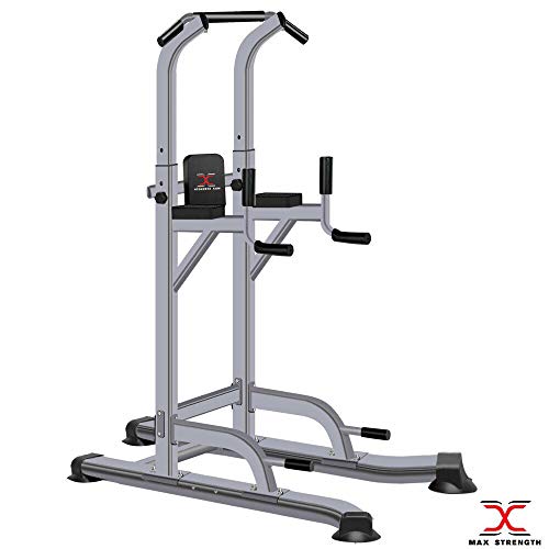 Multiestación de gimnasia de Maxstrength, con levantamiento vertical de rodilla, para hacer dips, lagartijas, ejercicios de dominada y otros ejercicios para ejercitar el cuerpo