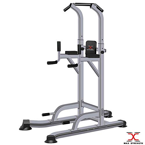 Multiestación de gimnasia de Maxstrength, con levantamiento vertical de rodilla, para hacer dips, lagartijas, ejercicios de dominada y otros ejercicios para ejercitar el cuerpo