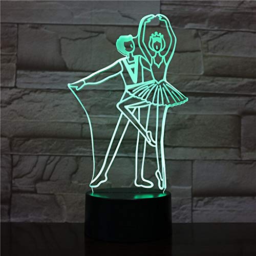 Múltiples colores Ballet Dance Girl 3D LED Lámpara de repuesto de luz nocturna Luz de Halloween Lámpara de mesa de ilusión acrílica Regalo para niños