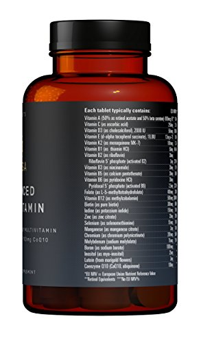 Multivitamínico de Inessa Wellness | Complejo Vitamínico contro el Cansancio con Coenzima q10 Antioxidante, Vitaminas A, B, C, D, E, K y Minerales | Complemento Vegano sin Gluten o Colorantes