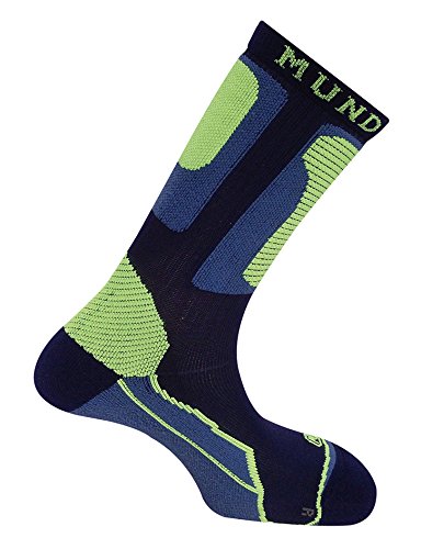 Mund Socks Calcetín Patinaje Roller ANTIBACTERIAS con Pie Izquierdo y Pie Derecho diferenciados (Navy, S (34-37))