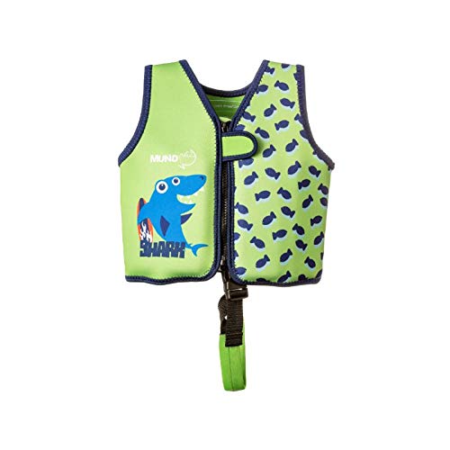 MUNDO PETIT - Chaleco de Ayuda a la flotabilidad Aprendizaje de la natación, Ideal para peques de 9 a 15 kg (Tiburon Verde)