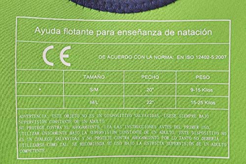 MUNDO PETIT - Chaleco de Ayuda a la flotabilidad Aprendizaje de la natación, Ideal para peques de 9 a 15 kg (Tiburon Verde)