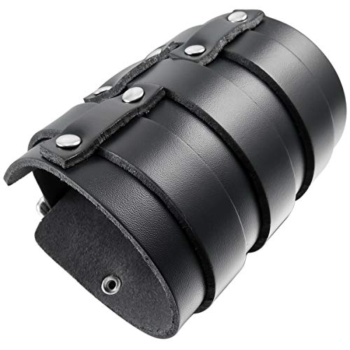 MunkiMix Aleación Genuina Cuero Pulsera Brazalete Brazalete Manguito El Tono De Plata Negro Ajustable Hombre