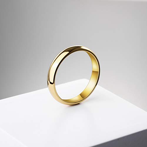 MunkiMix Ancho 4mm Acero Inoxidable Anillo Ring Banda Venda Oro Dorado Tono Alianzas Boda Talla Tamaño 12 Hombre,Mujer