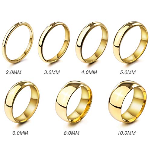 MunkiMix Ancho 4mm Acero Inoxidable Anillo Ring Banda Venda Oro Dorado Tono Alianzas Boda Talla Tamaño 12 Hombre,Mujer