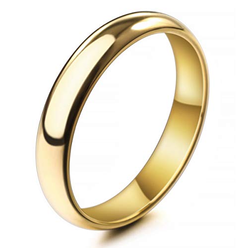 MunkiMix Ancho 4mm Acero Inoxidable Anillo Ring Banda Venda Oro Dorado Tono Alianzas Boda Talla Tamaño 12 Hombre,Mujer