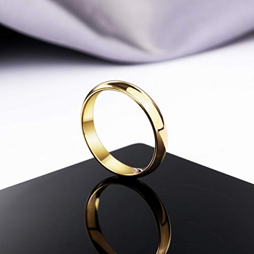 MunkiMix Ancho 4mm Acero Inoxidable Anillo Ring Banda Venda Oro Dorado Tono Alianzas Boda Talla Tamaño 12 Hombre,Mujer