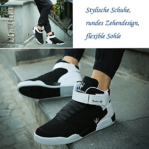 MUOU Zapatos Hombre Sneaker Deportivos Hombres Zapatos Casuales con Cordones Zapatillas Deporte Hombres de Moda (42 EU, Negro)