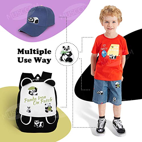 MUSCCCM Parches para Planchar para niños, 14 Parches para Planchar Panda Parche para Planchar para DIY Camiseta Vaquera Ropa Bolsillos