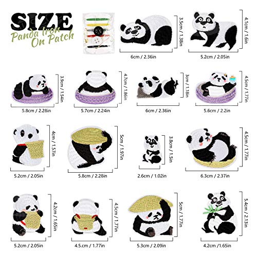 MUSCCCM Parches para Planchar para niños, 14 Parches para Planchar Panda Parche para Planchar para DIY Camiseta Vaquera Ropa Bolsillos